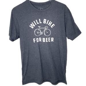 Mens Magic Pine Outfitters Will Bike for Beer Graphic Short Sleeve Shirt Sz M